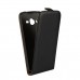 Samsung Galaxy J2 J200 - Genuine Leather Up Down Flip Protective Phone Cover Case - Black